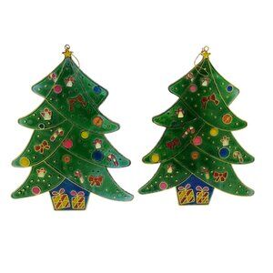 vintage pair of decorative christmas tree sun catchers